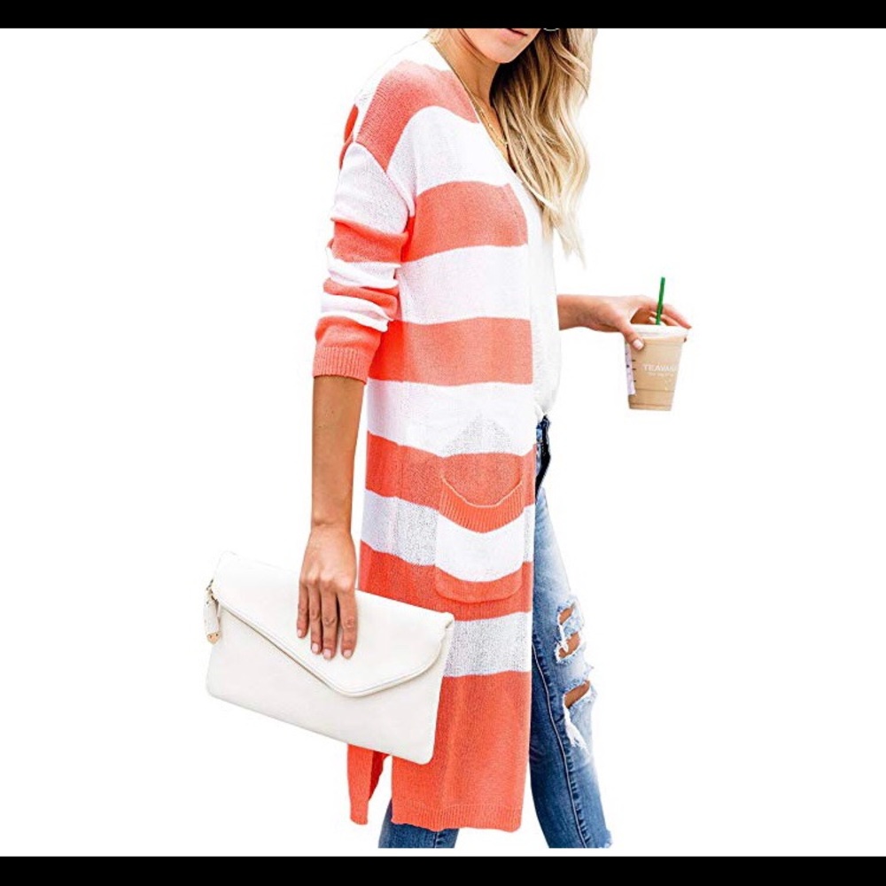 🆕 Open Front Drape Cardigan Sweater with Pocket - Picture 2 of 3